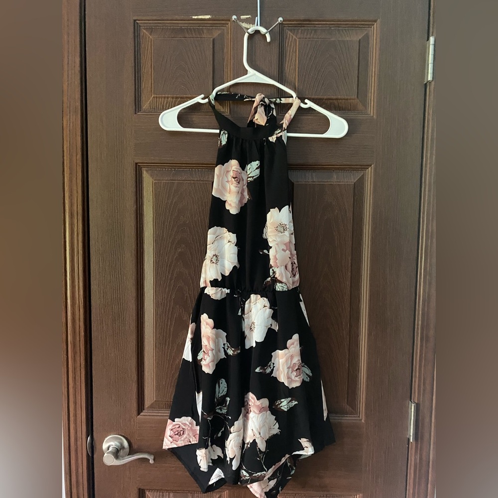 Woman’s Black Floral Jumpsuit